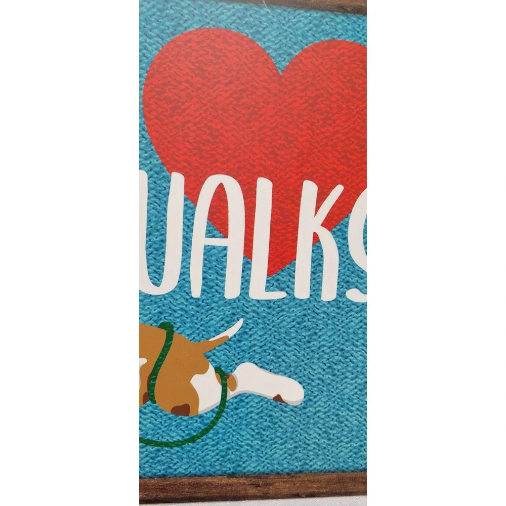 Dog pet lover I Heart Walks Dog Wall Art Wood Frame wreath Decor 10x10